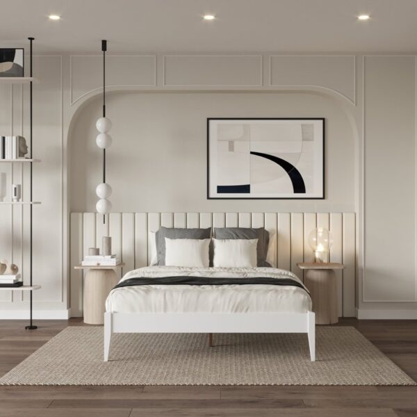 Dinkee Solid Wood Platform Bed without Headboard, Mid-Century Modern Bed Frame - Image 2
