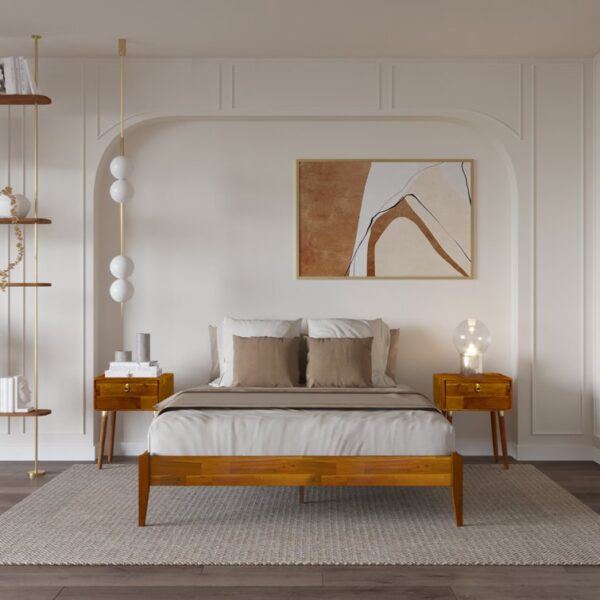Dinkee Solid Wood Platform Bed without Headboard, Mid-Century Modern Bed Frame - Image 4