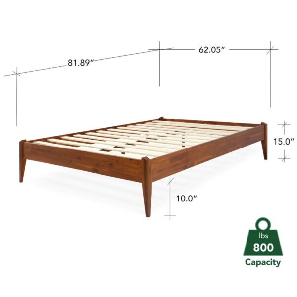 Dinkee Solid Wood Platform Bed without Headboard, Mid-Century Modern Bed Frame - Image 5