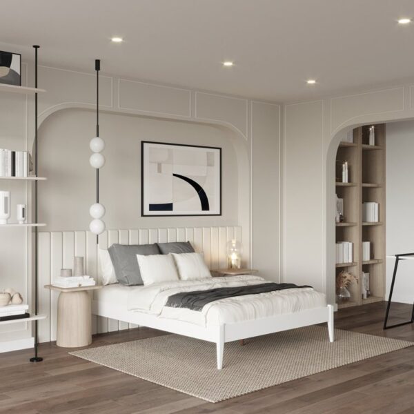 Dinkee Solid Wood Platform Bed without Headboard, Mid-Century Modern Bed Frame - Image 6