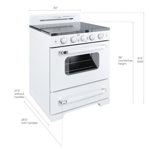 Classic Retro 30" 5 Element 3.9 cu. ft. Freestanding Electric Glass Top Range with Convection Oven - Image 3