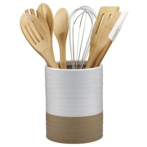 Basic Essentials White Serveware 8 Piece Cooking Utensil Set with Utensil Crock