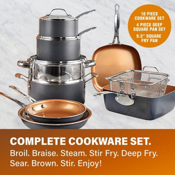Gotham Steel 20 Piece Nonstick Cookware and Bakeware Set, Stay Cool Handles, Oven & Dishwasher Safe - Image 8