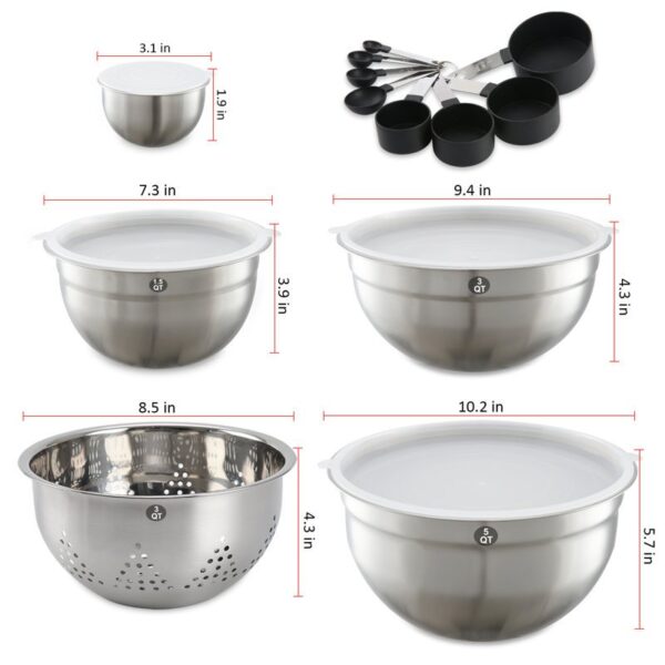 Stainless Steel 23 Piece Nested Mixing Bowl Set - Image 2