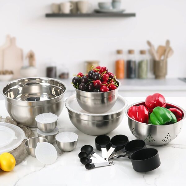 Stainless Steel 23 Piece Nested Mixing Bowl Set - Image 4
