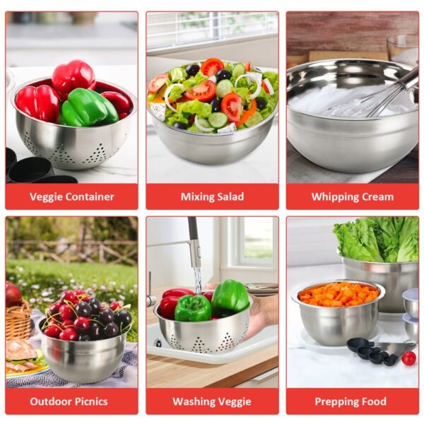 Stainless Steel 23 Piece Nested Mixing Bowl Set - Image 9