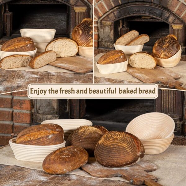 Sourdough Bread Baking Supplies Starter Kit, Banneton Bread Proofing Basket 9" Round & 10" Oval, Bread Making Tools, Perfect Bread Basket Gift Set - Image 5