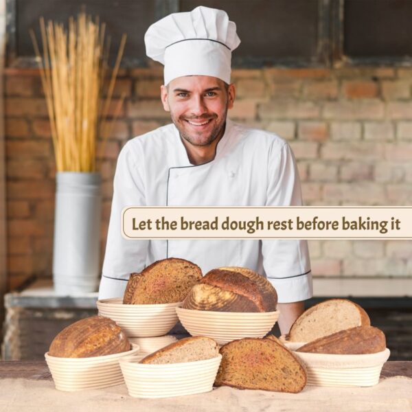 Sourdough Bread Baking Supplies Starter Kit, Banneton Bread Proofing Basket 9" Round & 10" Oval, Bread Making Tools, Perfect Bread Basket Gift Set - Image 6