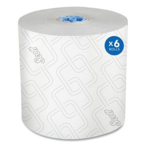 Pro Hard Roll Paper Towels with Elevated Scott Design for Scott Pro Dispenser, Blue Core Only, 1-Ply, 1,150 ft, 6 Rolls/CT (25702)